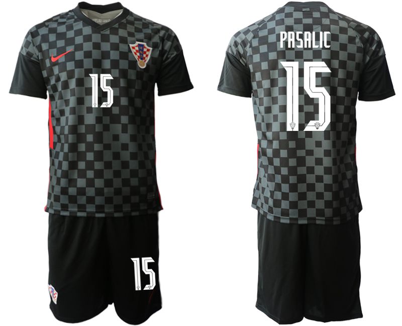 Men 2020-2021 European Cup Croatia away black #15 Nike Soccer Jersey